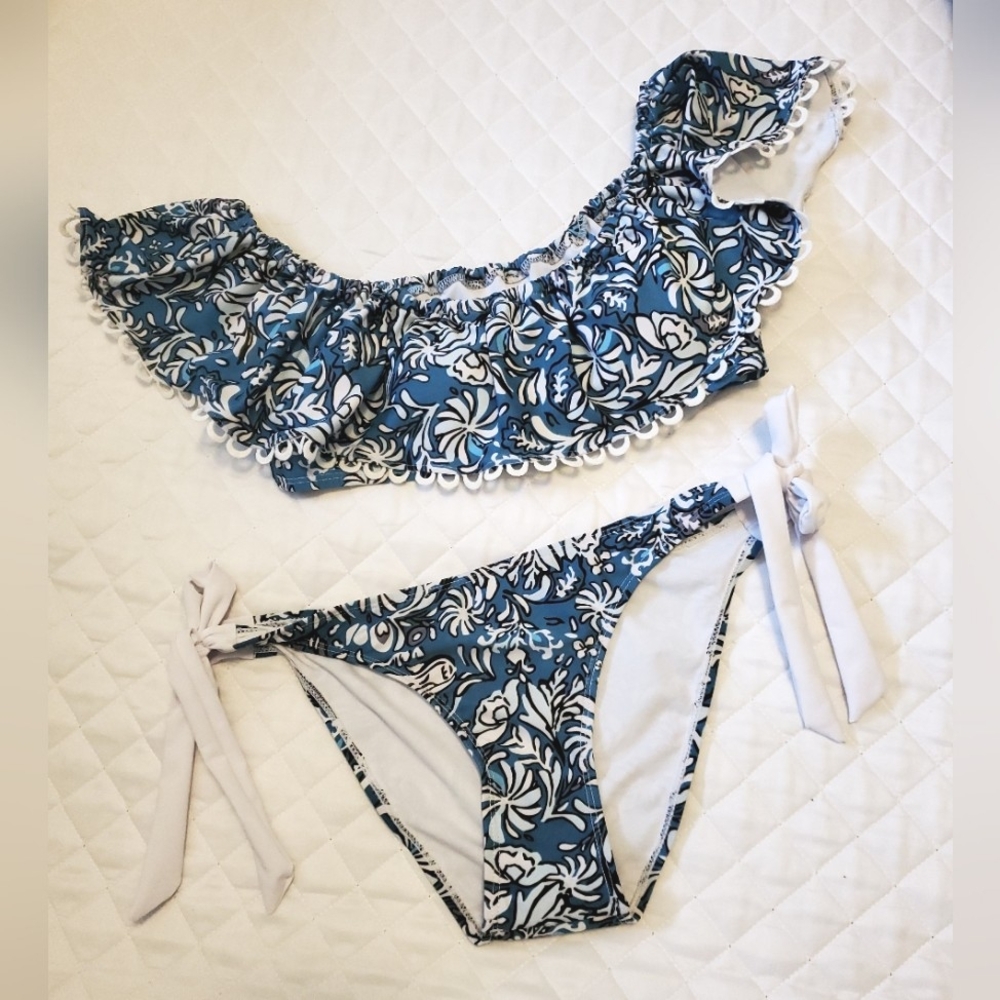 Tempt Me Floral Blue Swim Set